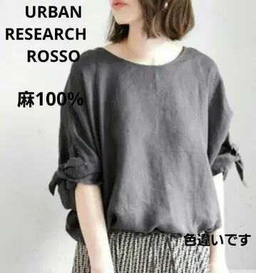 린넨 100% URBANRESEARCH ROSSO 리본 슬리브 풀오버