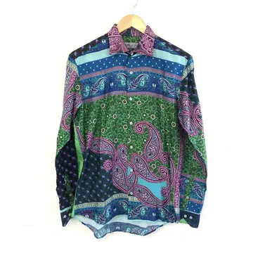 Etro 에트로 멀티 컬러 페이즐리 올 패턴 긴팔 셔츠 남성용 S