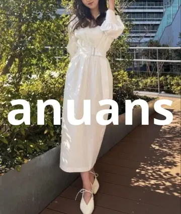 거의 미사용 anuans 긴팔 원피스 FREE 화이트 여성용