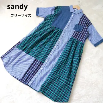 sandy 샌디 셔츠 원피스 패치워크 블루 프리 사이즈