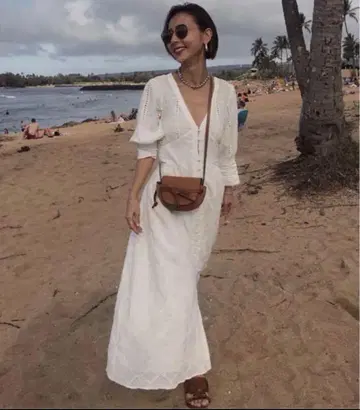 아메리빈티지 MEDI CRUMPLE COTTON LACE DRESS