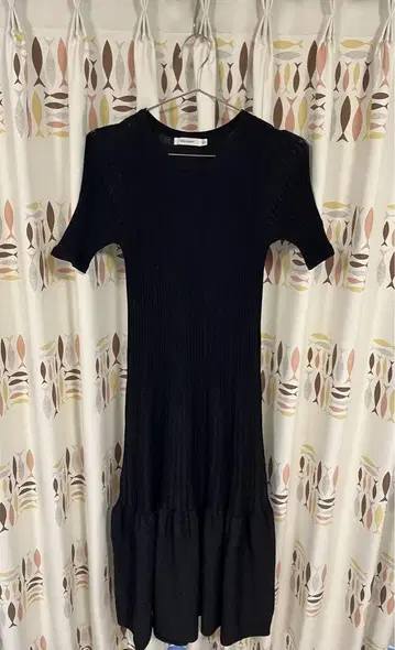 moussy 마우지 니트 원피스 블랙 플레어 라메