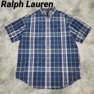 90s Ralph Lauren 랄프 로렌 네이비 반팔 셔츠 체크