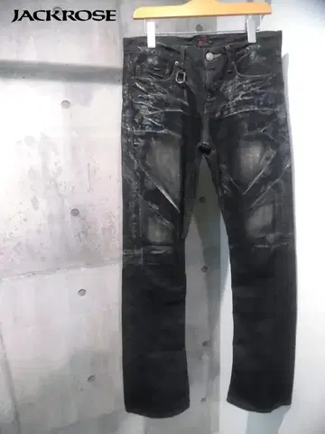 잭 로즈 라메 페인트 가공 부츠 컷 데님 팬츠 W31 오니히게
