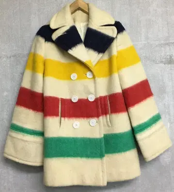 60's 70s 허드슨 베이 빈티지 담요 보더 P 코트