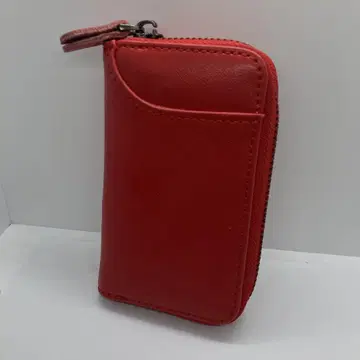인조 가죽 라운드 지퍼 키 케이스 6연 후크 스마트 키 케이스 빨간색