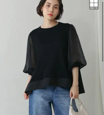 2025 여름 새상품 부즈루드 소매 이소재 벌룬 슬리브 풀오버