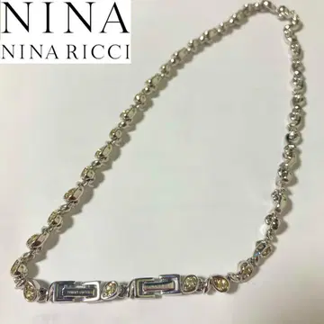 NINA RICCI 목걸이 실버 컬러 클리어 스톤 장식 니나리치