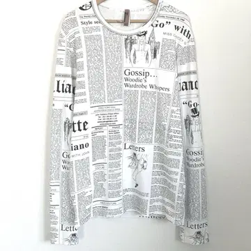 존 가리아노 티셔츠 셔츠 긴팔 뉴스 페이퍼 롱 T 컷 티셔츠