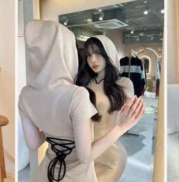 다리치 백 오픈 컷 미니 원피스