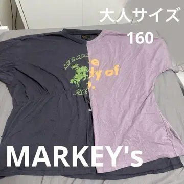 MARKY'S 반반 다른 색상 성인 사이즈 티셔츠 160cm