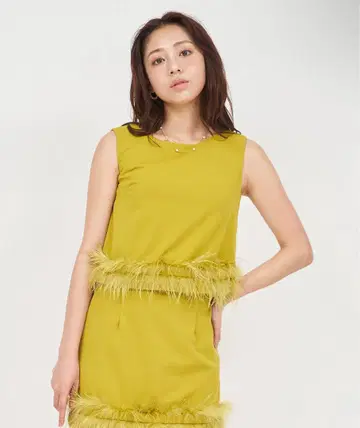 ROYAL PARTY 페더 상의 그린 미사용 새상품 택 포함