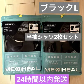 L 새상품 워크맨 블랙 메디힐 리커버리 의류 반팔 셔츠 2개 세트 블랙