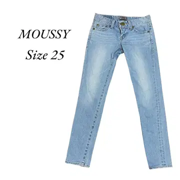 MOUSSY 마우지 스키니 데님 라이트 블루 로우라이즈 사이즈 25