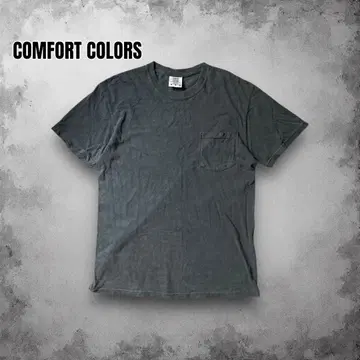 00s ComfortColors 후 염색 포켓 티셔츠 무지 USA