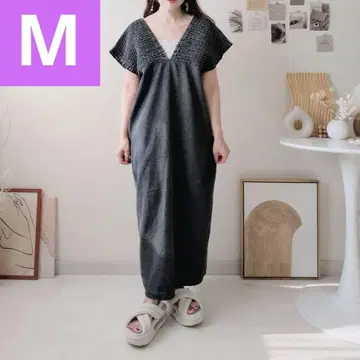 시마무라 데님 셔링 원피스 블랙 M 사이즈