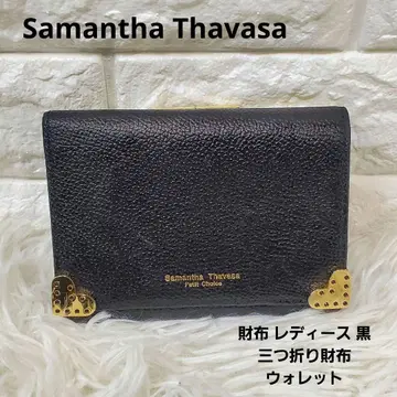 Samantha Thavasa 지갑 여성용 블랙 3단 폴더형 지갑