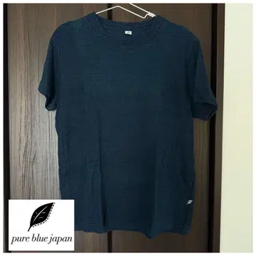 pure blue japan 인디고 천축 크루넥 티셔츠 다크 인디고