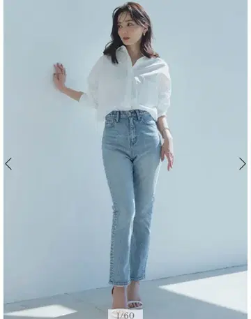 아누안스 슬림 스트레이트 데님 라이트 블루 1