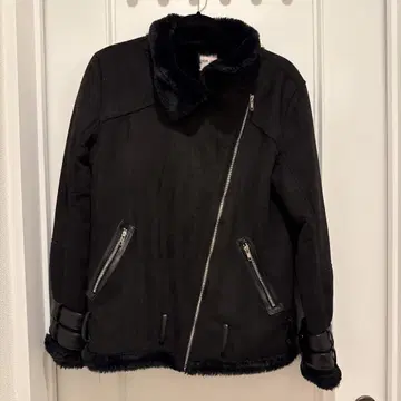 ASOS TIGER MIST 블랙 무스탕 코트 S