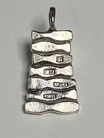 AMP 실버 물결 모양 스택 펜던트 핸드메이드 약 4.5cm