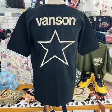 (8) vanson 블랙 티셔츠 별 모양 프린트