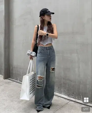 스트레이트 디스트로이드 데님