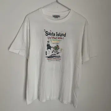 90s 캡틴 산타 양면 프린트 반팔 티셔츠 화이트