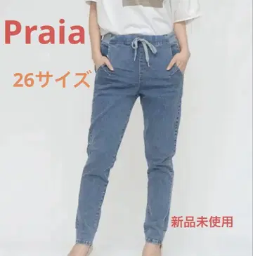 Praia 하이 텐션 하프 조거 데님 라이트 블루
