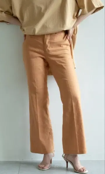 MARIEBELLE JEAN 별주 세미 플레어 팬츠 오렌지