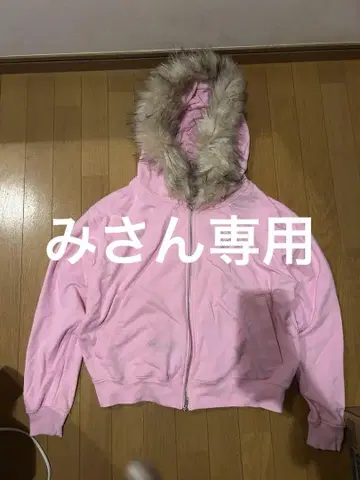S 사이즈 9090girl 퍼 지퍼 후디 라메 반짝반짝 핑크