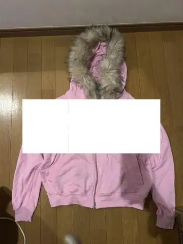 S 사이즈 9090girl 퍼 지퍼 후디 라메 반짝반짝 핑크