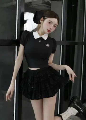Darich DRCH 바이컬러 피케 셔츠 BLK