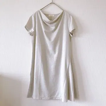 봉산스 드레이프 넥 티셔츠 아이스 그레이 M 라메 믹스 4694