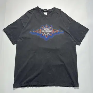 00s 할리 USA제 할리 티셔츠 2XL 숯 검정 페이드 6912