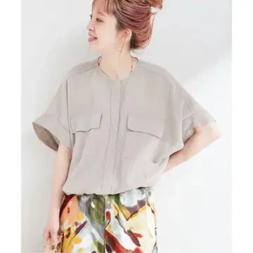 B.C STOCK 린넨 블렌드 메쉬 SS 돌먼 블루종