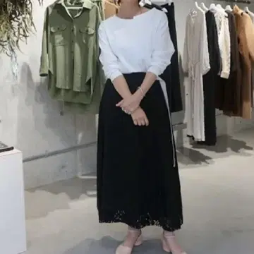 OUTER SUNSET 레이스 랩 스커트 롱 블랙 M