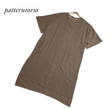 patterntmrso 반팔 원피스 롱 기장 V넥 오버 사이즈