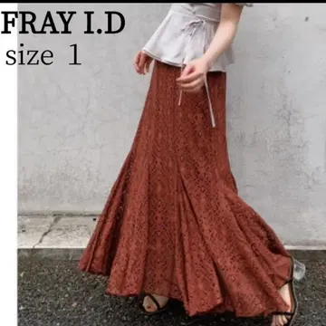 FRAY I.D 레이스 플레어 머메이드 스커트 브라운 size 1