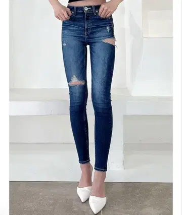 GYDA 미들 허리 사이드 립 스키니 데님 팬츠 S 사이즈