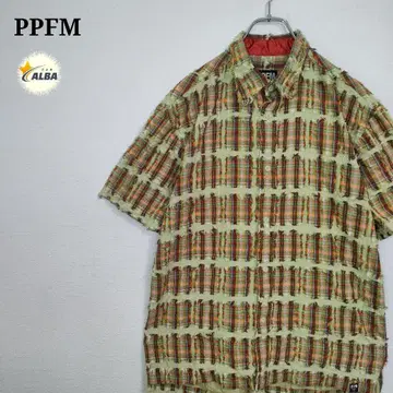PPFM 디자인 셔츠 체크 무늬 패치워크풍 리메이크풍 그린 그린