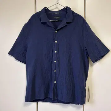 00s BANANA REPUBLIC 린넨 오픈 카라 셔츠 네이비 L