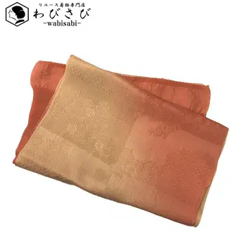 일본 정통의상 소품 오비 장식 천 순수 실크 꽃 무늬 살구색 C-5634