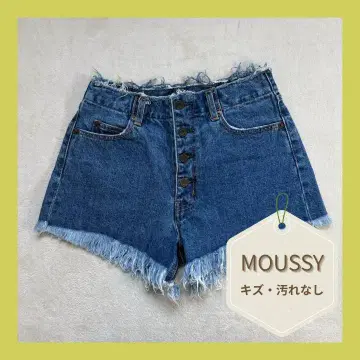 MOUSSY 하이웨스트 숏 팬츠 데님 블루