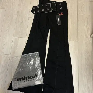 minga London 벨트 플레어 청바지 블랙 y2k XS