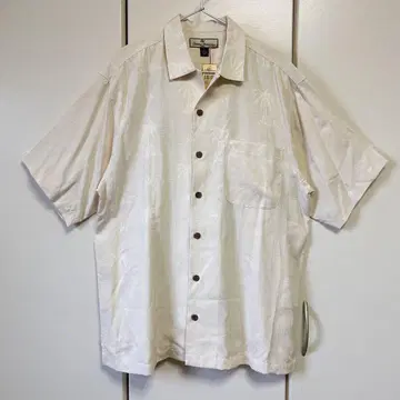 데드스탁 새상품 Tommy Bahama 실크 셔츠 반팔 자연색 오픈 카라