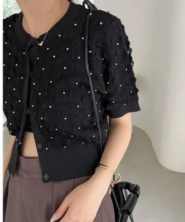 capricieux lemage 츠부 도트 반팔 가디건
