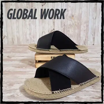 GLOBAL WORK 크로스 스트랩 샌들 M 블랙 에스파드리유