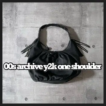 y2k opium leather oneshoulder bag fringe