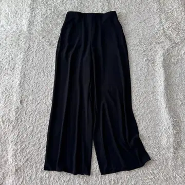 띠어리 23SS 파우더 크레이프 와이드 풀온 팬츠 블랙